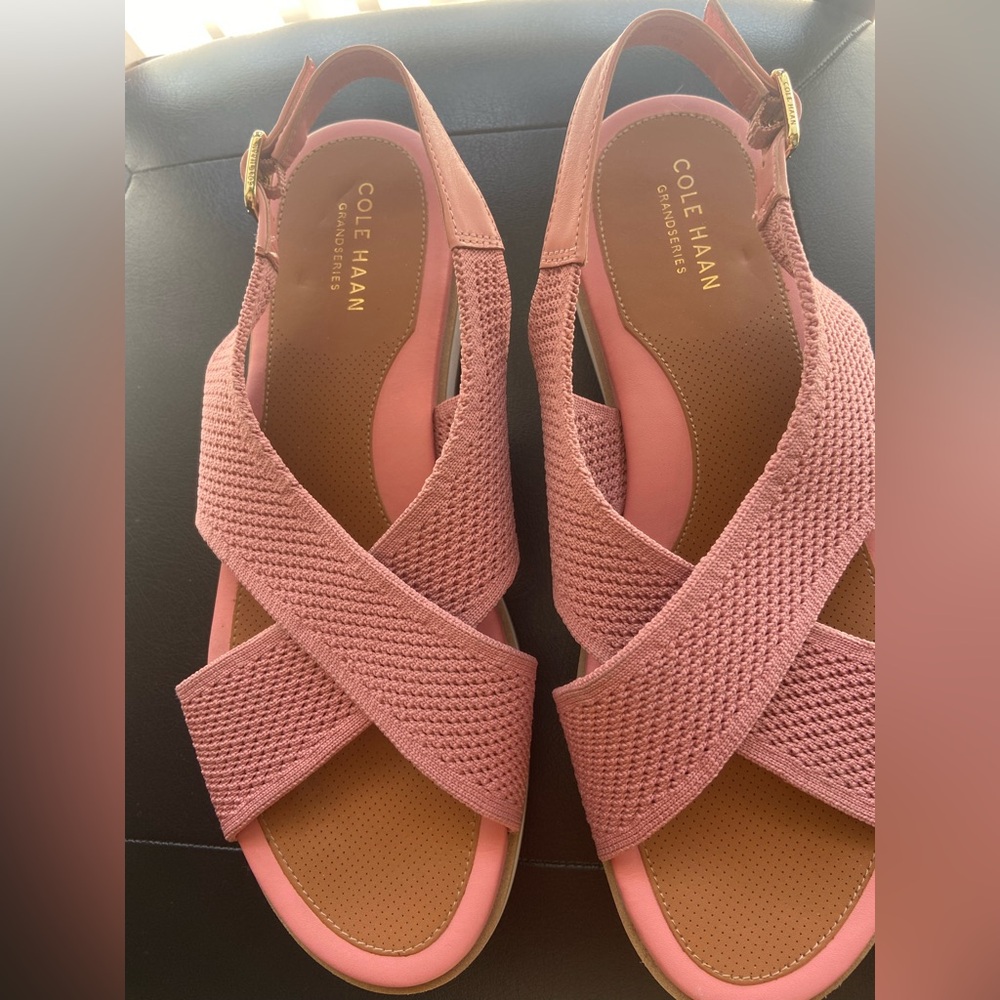 Cole Haan Pink Knit Crossband Slingback Sandals
